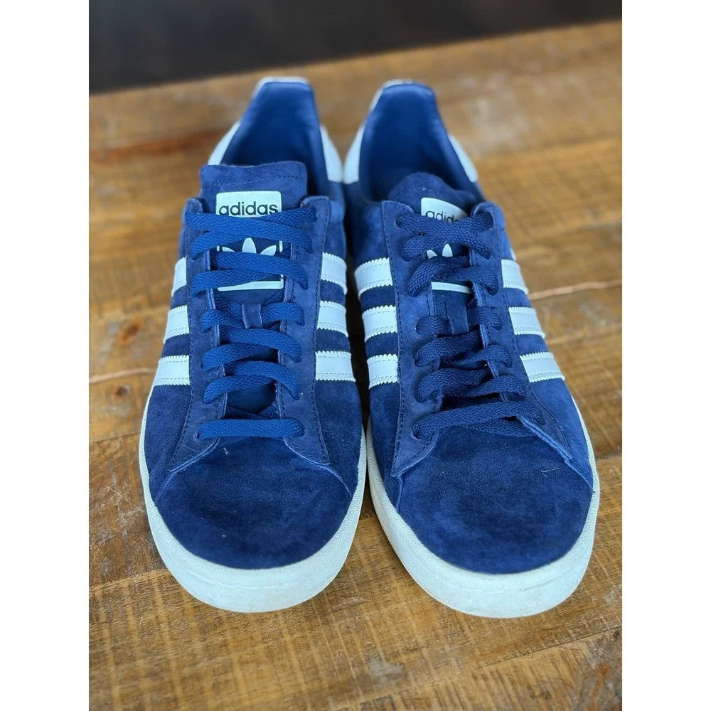 adidas Originals Campus Men's 10 Bz0086 Dark BLUE Chalk WHITE Shoes No Insoles